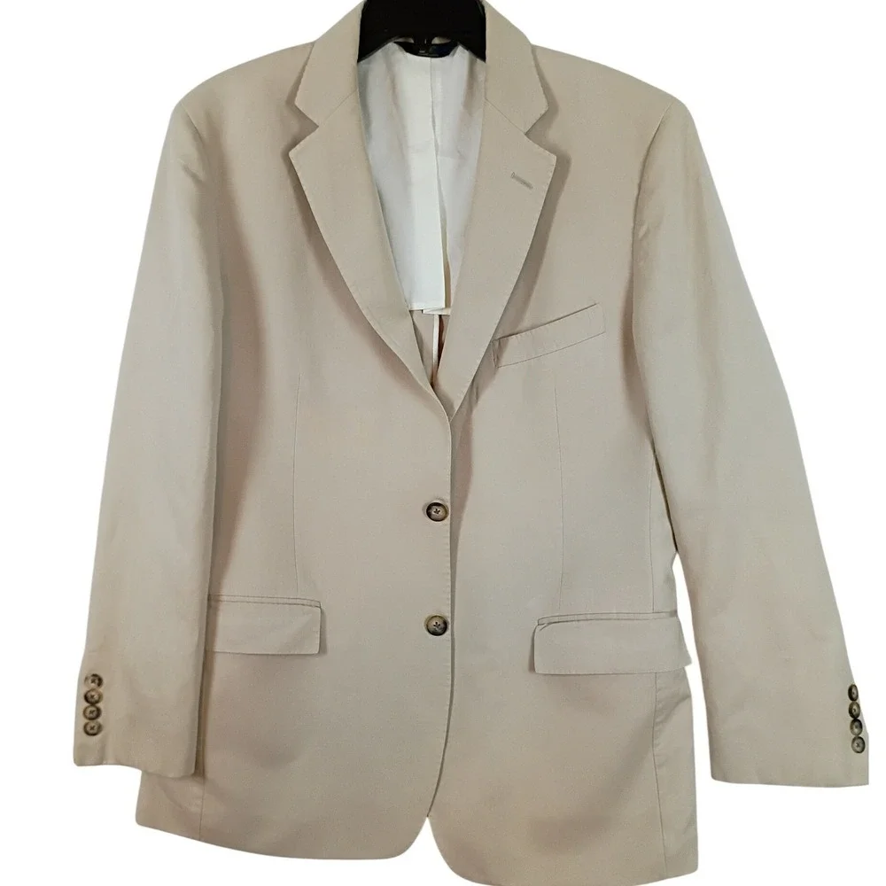 Brooks Brothers 346 Regent Fit Mens 42R Tan Cotton Two Button Blazer Sport Coat